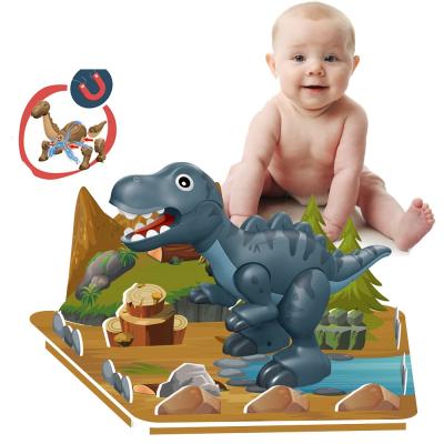 China Environmental customized magnetic rompecabezas 3d model scenes tyrannosaurus rex jigsaw puzzlepaper dinosaur building blocks toys for sale