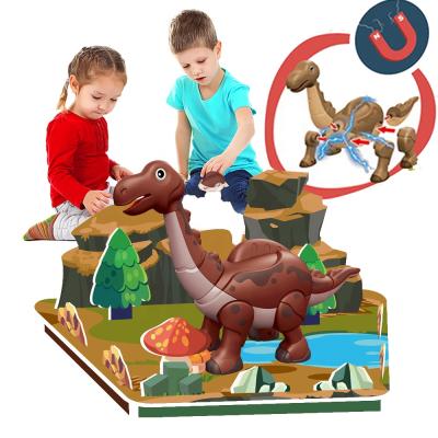 China 3d scenes environmental animal magnetic model simulation toys set puzzles dinosaur toy paper set for sale