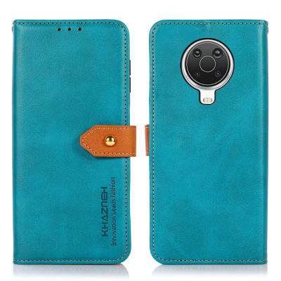 China Gold Button Two Color Cattle Pattern Shockproof PU Leather Flip Wallet Case For NOKIA 6.3 / NOKIA G10 G20 for sale