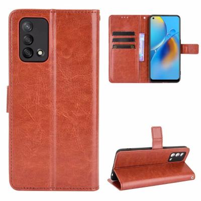 China Luxury PU Leather Shockproof Flip Case Cover For OPPO A74 4G/F19 4G Wallet Crazy Horse Leather for sale