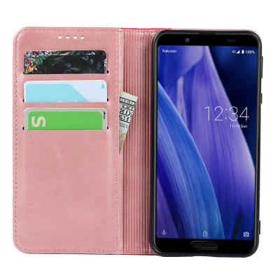 China Shockproof Color Sense 3 PU Flip Wallet Case For Sharp Aquos Cowhide Pattern With Holder Card Slots for sale