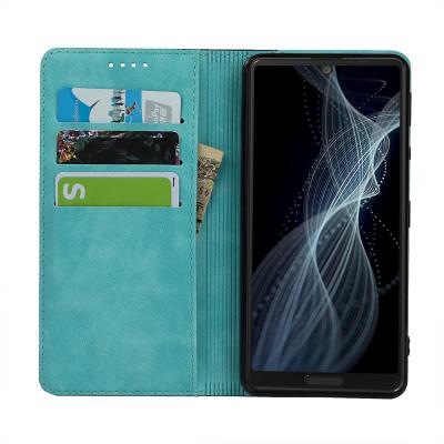 China Shockproof Color Sense 4 PU Flip Wallet Case For Sharp AQUOS Cowhide Pattern With Holder Card Slots for sale