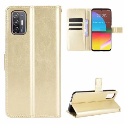 China Luxury Shockproof Wallet Crazy Horse PU Leather Flip Case Cover For HTC Desire 21 pro 5G for sale