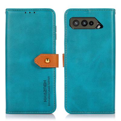 China Two Button Gold Color Cattle Pattern Leather PU Leather Shockproof Flip Wallet Case For ASUS ROG Phone 5 /ASUS ROG Phone 5 for sale