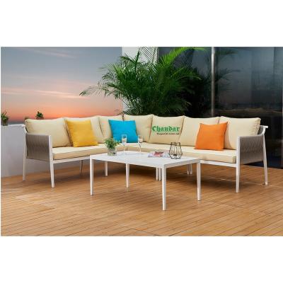 China Modern Modern Metal Sofa Powder Coated Aluminum Sectional Outdoor Garden Furniture Set for sale