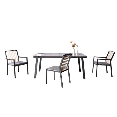 China Modern Powder Coating Aluminum Garden Dining Sets Modern Outdoor Patio Tables And Chairs for sale