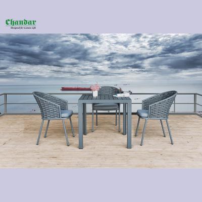 China 2020 Modern Popular Garden Furniture Aluminum Cord Dining Chair With Cushion for sale