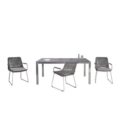 China Cheap UV-Resistant Outdoor Furniture Dining Set Wholesale Dining Leisure Stainless Steel Furniture Set for sale