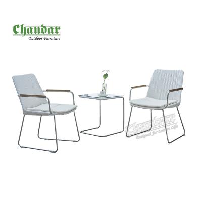 China 3pcs Modern Steel Rattan Chair and Outdoor Coffee Table Balcony Rattan Set for sale