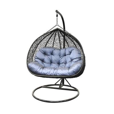 China Hot Sale Modern Outdoor Patio Rattan Baby Swing Chair Seat Egg Swing Cheap Egg Swing Double Chair With Stand for sale