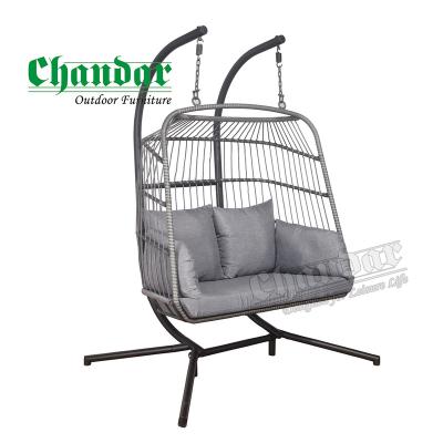 China New Style Rattan Furniture Eco - Friendly Outdoor Garden Rattan Foldable Swing Chair for sale