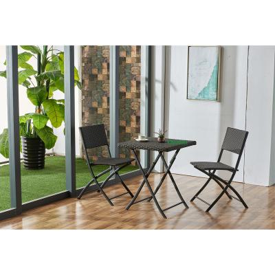 China Cheap Balcony Set Hot Sale Rattan Folding Table And Chair Set For Restaurant And Bars for sale