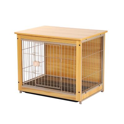 China Stocked Economic Custom Design Black Walnut Steel Wood Cage With One Top Edge Pet Cages , Carriers for sale