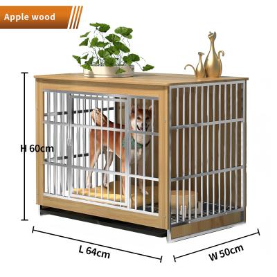 China Sustainable Wooden Dog Cage Pet Furniture Nightstand Stainless Steel Products Factory Price for sale