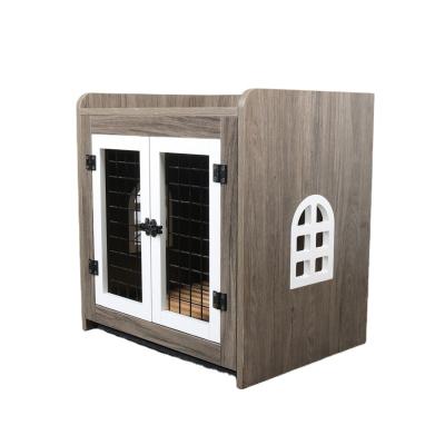 China New Arrival Sustainable Modern Household Indoor Heavy Duty Wooden Metal Tray Dog Cage Crate for sale