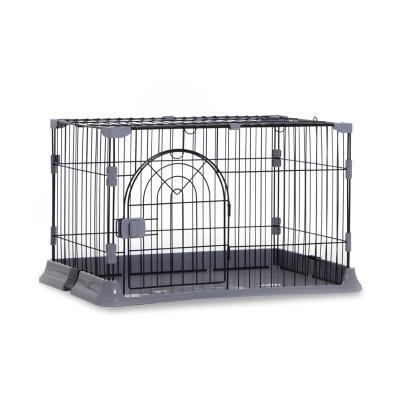 China Viable fine quality stainless steel wire pp plastic hutch rabbit cages with indoor pet cage to send gift for sale