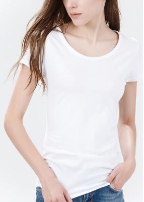 China Pure Color Ladies White Short Sleeve T Shirt , Women's Undershirts Short Sleeves Slim Version for sale