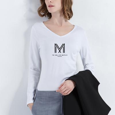 China Soft Long Sleeve Cotton Shirts Women's , Long Sleeve Tee Shirts Womens Good Elasticity for sale