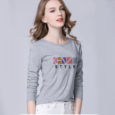 China Slim Version Long Sleeve Graphic Tees Womens , Trendy Graphic Tees O - Neck for sale