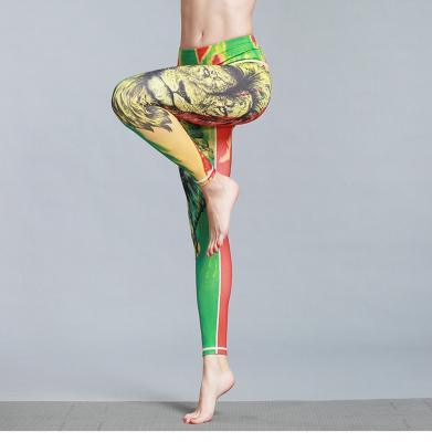 China Popular Basics Womens Sport Pants Colorful Printing High Waist Gym Tights for sale