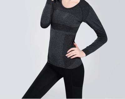 China Moisture Wicking Womens Long Sleeve Sports Top Polyester / Spandex Composition for sale