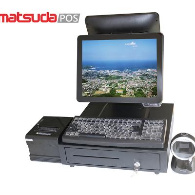 China Customizable Dual 15 Inch Touch Screen Cash Register All In One POS Machine 64G for sale