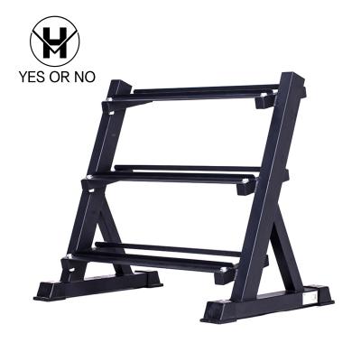 China Safe Adjustable Gym Equipment Vertical Dumbbell Set Rack Storage Weight Rack Rack 3 Tier for sale