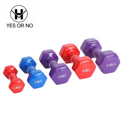 China Hot Direct Gym Black Hexagon Rubber Chloroprene Suit Chloroprene Dumbbell Factory Supply Dumbbell Rubber Dumbbell for sale