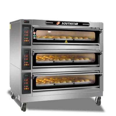 China Bread bakery machine low price 3 decks 9 trays bread commercial electric bakery equipment pizza baking southstar ovens for sale for sale