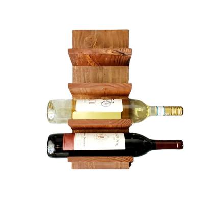 China Sustainable High Quality Table Bottle Display Wall Mounted Floating Storage Rack Wooden Wine Rack for sale