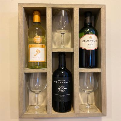 China Sustainable High Quality Floating Standing Wooden Bottle Display Storage Wine Wall Mounted Rack for sale