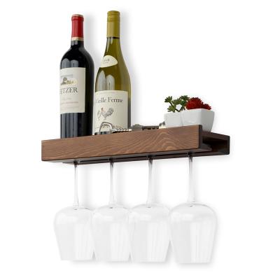 China Wholesale Viable Wooden Storage Display Wine Rack Stemware Display Rack Wall Mounted Wine Rack for sale