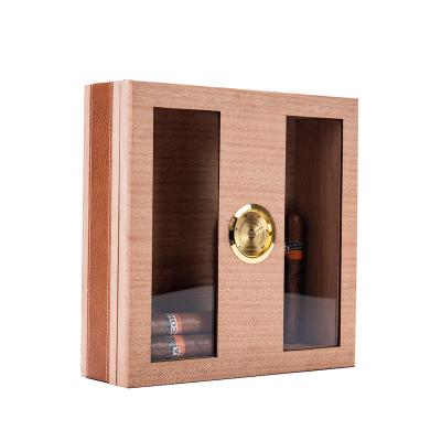 China Handmade Custom Wooden Cigar Boxes Humidor With Clear Glass for sale