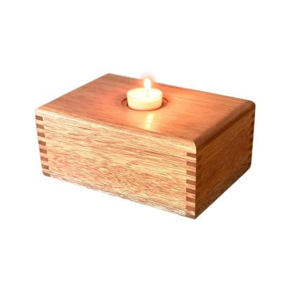 China Handmade Wholesale Customization Memorial Pets Handmade Tea Light Candles Wooden Pet Cremation Urn for sale