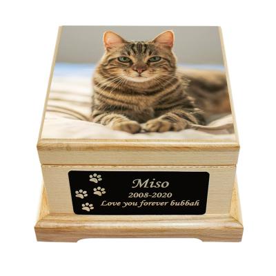 China Wholesale Custom Viable Personalized Pet Cat And Dog Photos Wooden Cremation Memorial Urn for sale