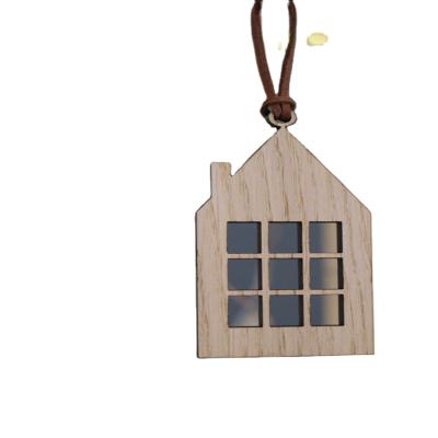 China Handmade Wholesale Custom Small Walnut Ornament Christmas Wooden Hanging Room Decoration for sale