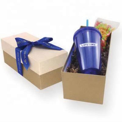 China High Quality Materials Rectangle Color Tumbler Recycled Gift Box With Custom Ribbon for sale