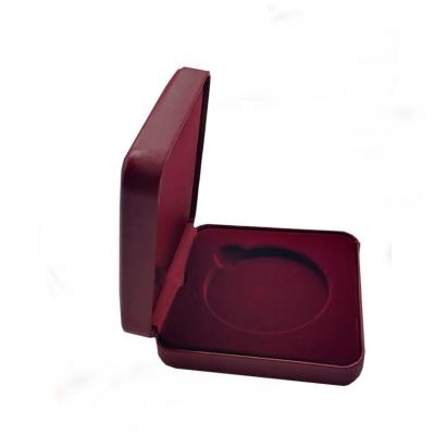 China Handmade high quality luxury custom dark red PU leather box for medal for sale