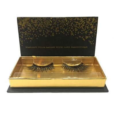 China Recyclable Luxury Black Rectangle Eyelash Gift Box With Gold Foil Logo for sale