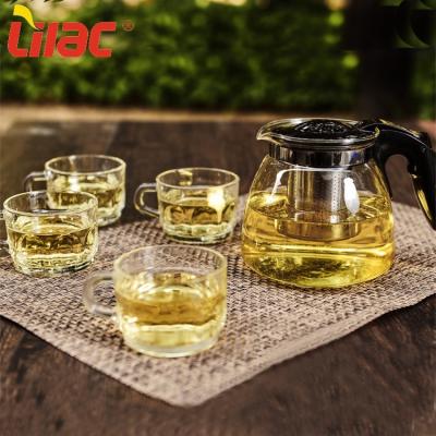 China Free Sample 900ml+60ml*4 Guangdong Lilac Viable Quality Customs Print Japan Style Single Patting Glass Cup Personalized Tea Set for sale