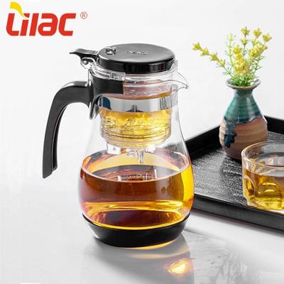 China Free sample 600ml 800ml 24oz originality viable lilac glass teapot smart filter taobao supplier teapot with clean press logo gift box for sale