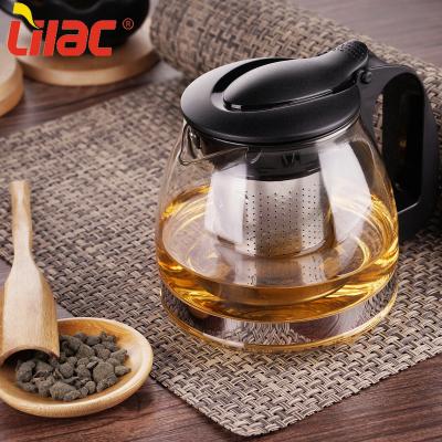 China Free Sample Viable Lilac 700ml 1250ml 24 oz Teaware Infuser Teapot Heat Resistant Clear Glasses With CIP for sale