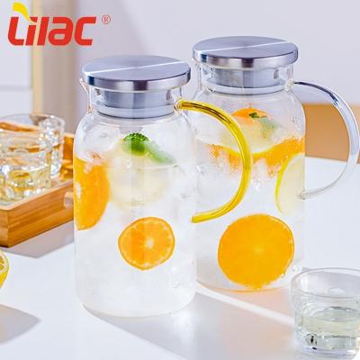 China Lilac Free Sample 1400ml Viable Custom Private Label Cold/Hot/Boiling & Water Cooler Restaurant Borosilicate Glass Clear Water Jug for sale