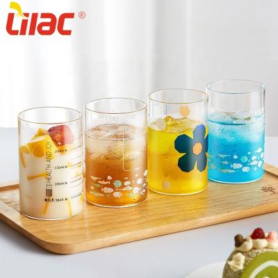 China Free sample 240ml/280ml/360ml/430ml summer glassware viable lilac custom printed drinkware hot/thermal/cool/cold drink glass fruit cup for sale