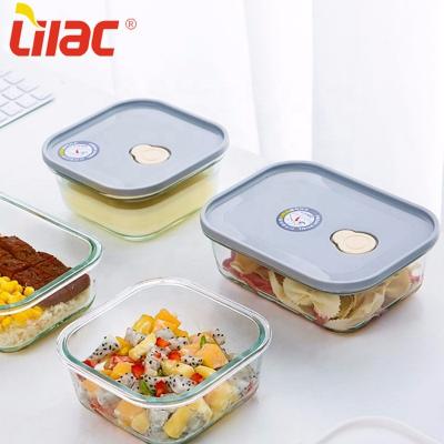 China Free Sample Lilac Microwavable 450ml/580ml Set Airtight Packaging Kitchen/Household/Refrigerator Food Storage Transparent Glass Containers for sale