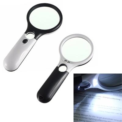 China Shield Eyes Protect Eyes 3X 45X Handheld Illuminated Magnifying Glass Microscope Magnifying Aid Reading For Elders Loupe Jewelry Repair Tool R0754 for sale