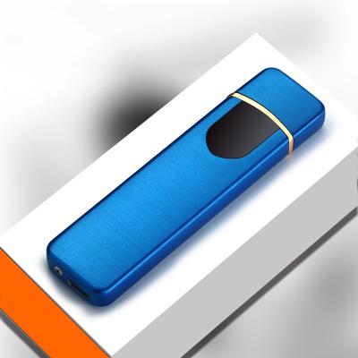 China Ultra-thin Windproof USB Electronic Cigarette Lighter Flint Flint Lighter Custom Touch Screen Induction Lighter for sale