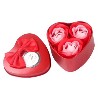 China Beautiful Heart 3Pcs/box Bath Body Scented Petal Rose Flower Soap Wedding Decoration Valentine's Day Gift E0580 E0580 for sale