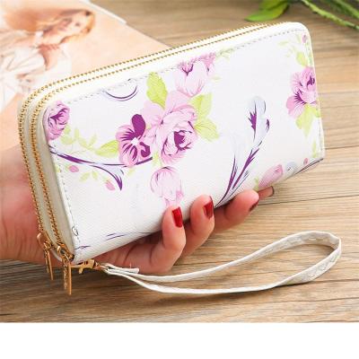 China Wild Rose Women's Multi-Card Zipper Clutch Bag Women's Wallet Double Zipper PurseL0002_1 Print Wallet Fashion Handbags Double Zipper Clutch Multi-Card Double Bag PurseL0002_1 for sale