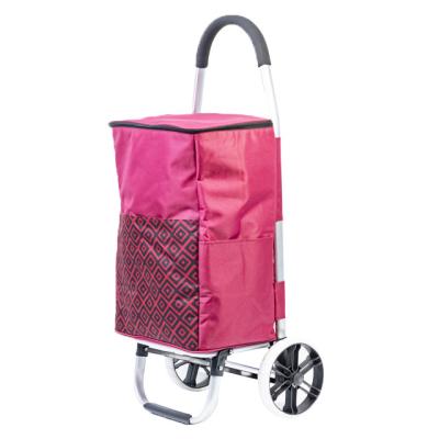 China Convenient Folding Aluminum Alloy Shopping Cart Bag Trolley With Big Wheels for sale